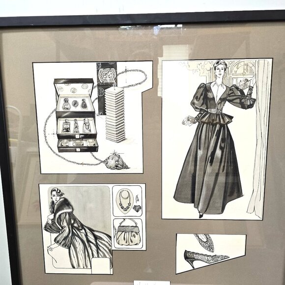 Collectible Art Other - Fashion Montage Art Ink Wash Illustration